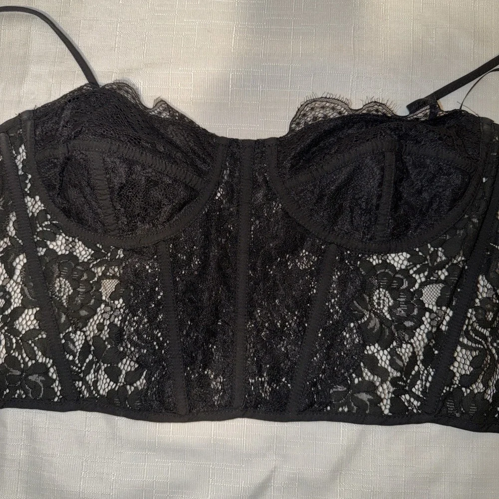 Altar'd State Lace Bustier Corset Top Black Lingerie Size S Goth 90s Y2K Vampy